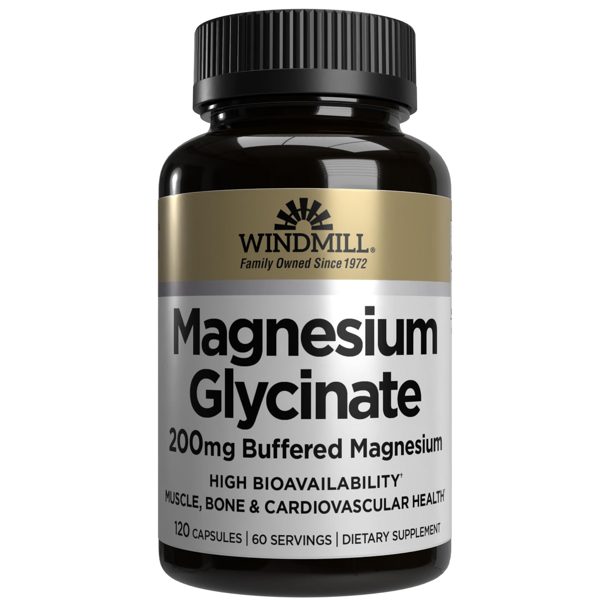 Windmill Magnesium Glycinate 200mg capsules front view