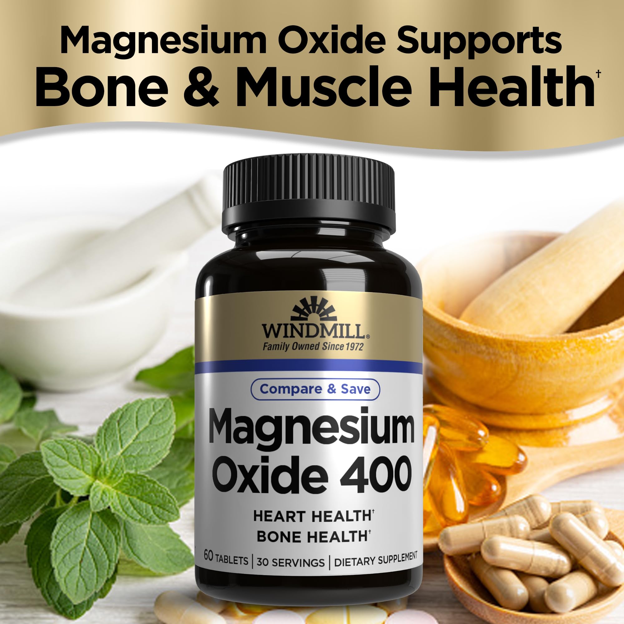 Windmill Magnesium Oxide 400mg capsules side view