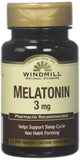 Windmill Melatonin 3 mg tablets front view, 100 count