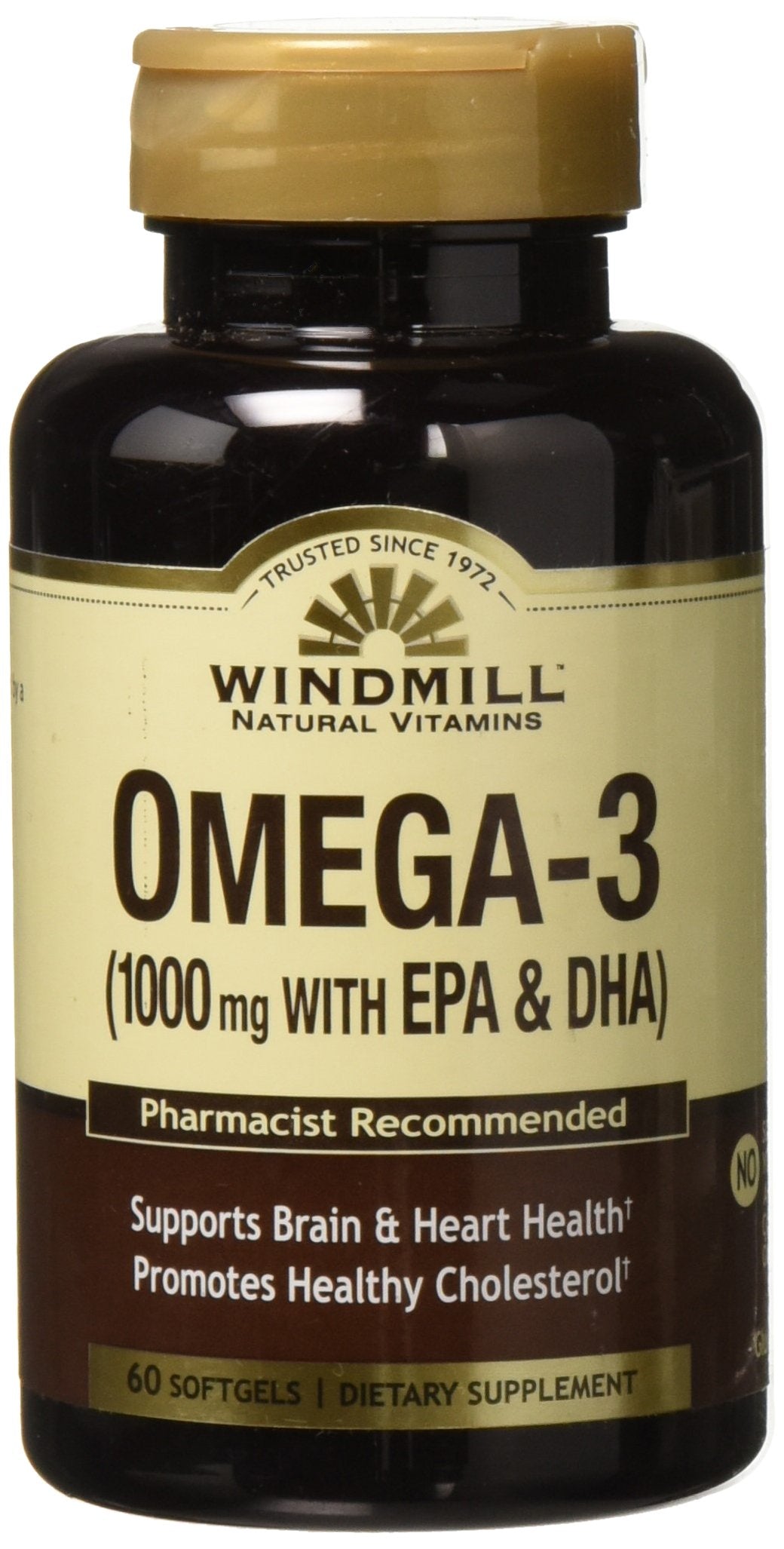 Windmill Omega 3 Fish Oil 1000mg softgels bottle front view