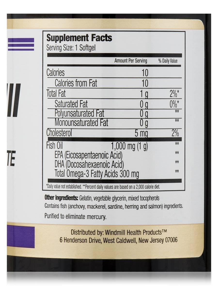 Windmill Omega 3 Fish Oil Softgels 1000mg close-up