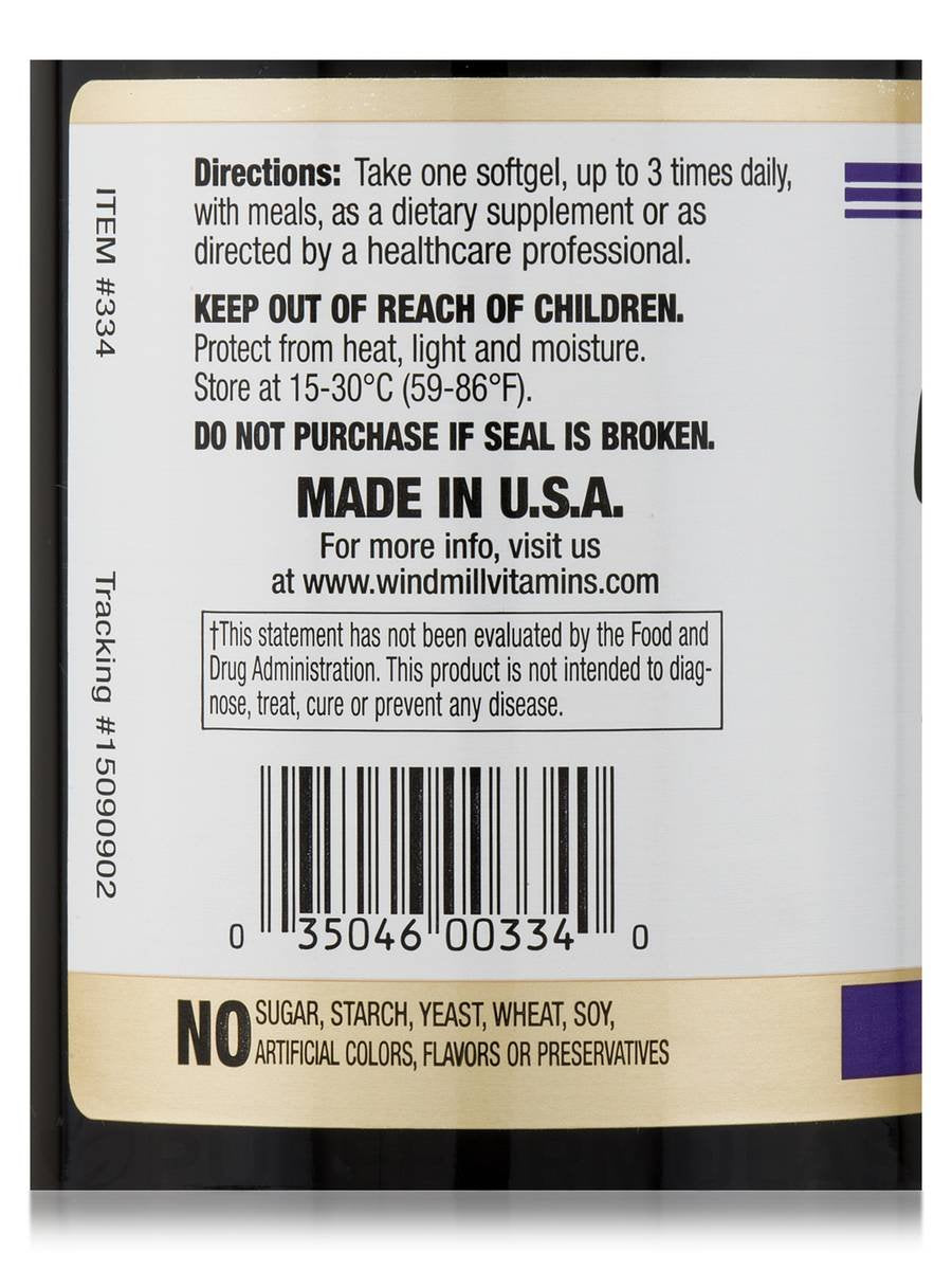 Windmill Omega 3 Fish Oil Softgels 1000mg on a table