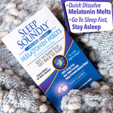 Windmill Sleep Soundly Melatonin Melts 5mg Berry Flavour melts on a table