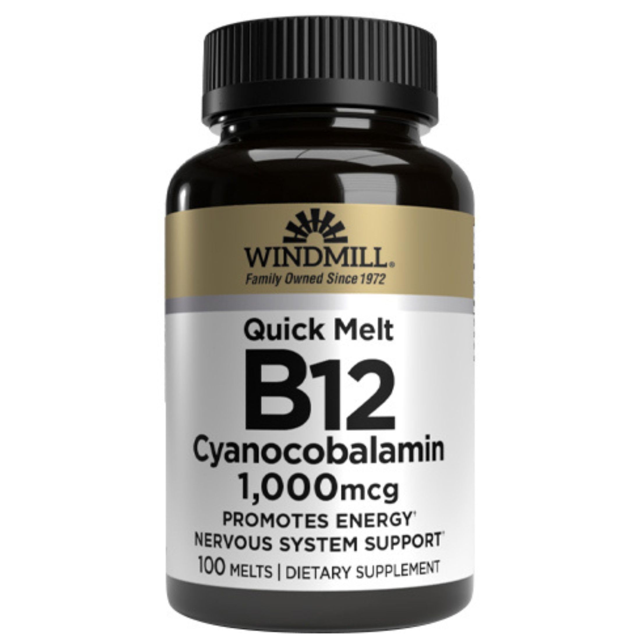 Windmill Sublingual Vitamin B-12 1000 mcg Tablets bottle with label