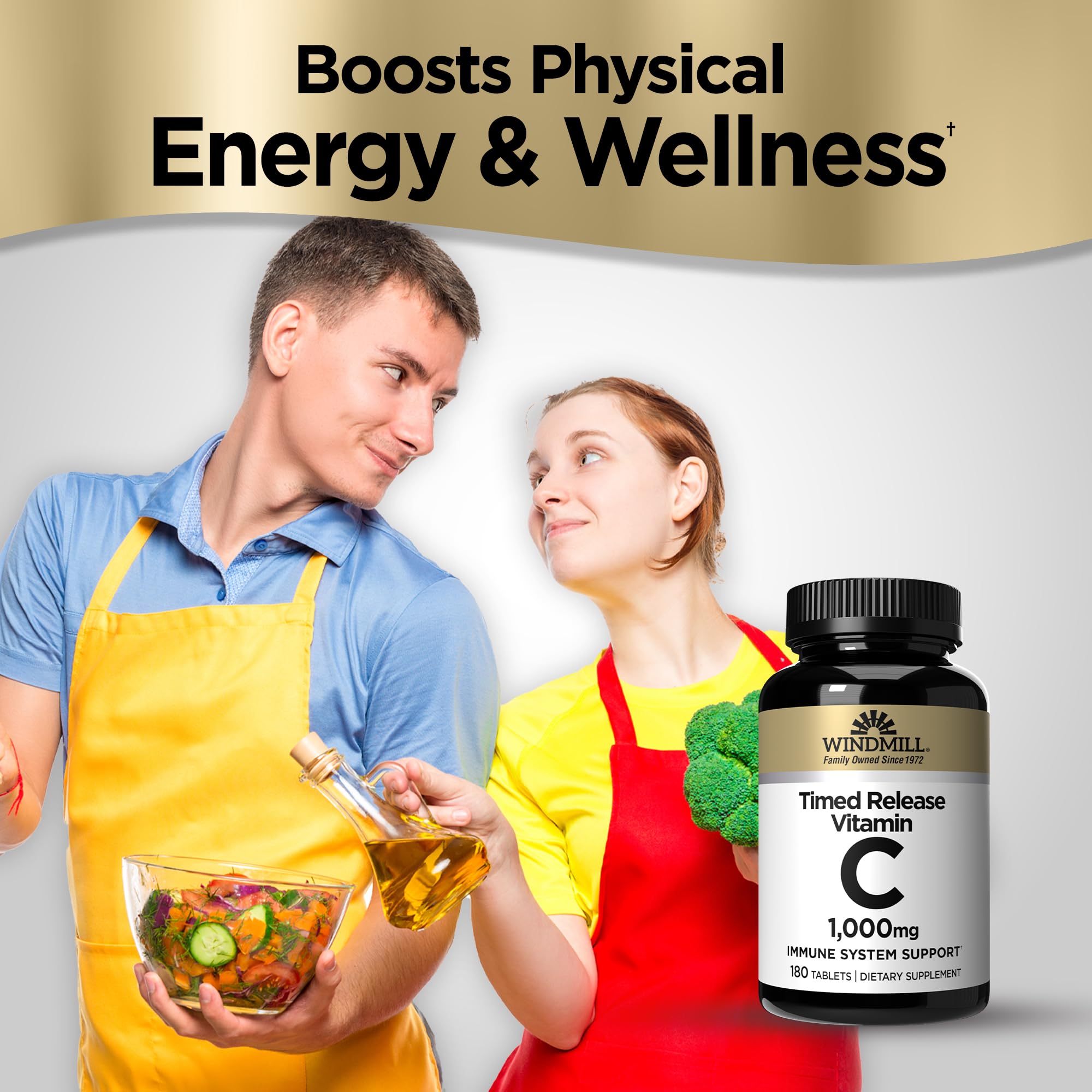 Windmill Vitamin C 1,000mg Time Released side view of bottle