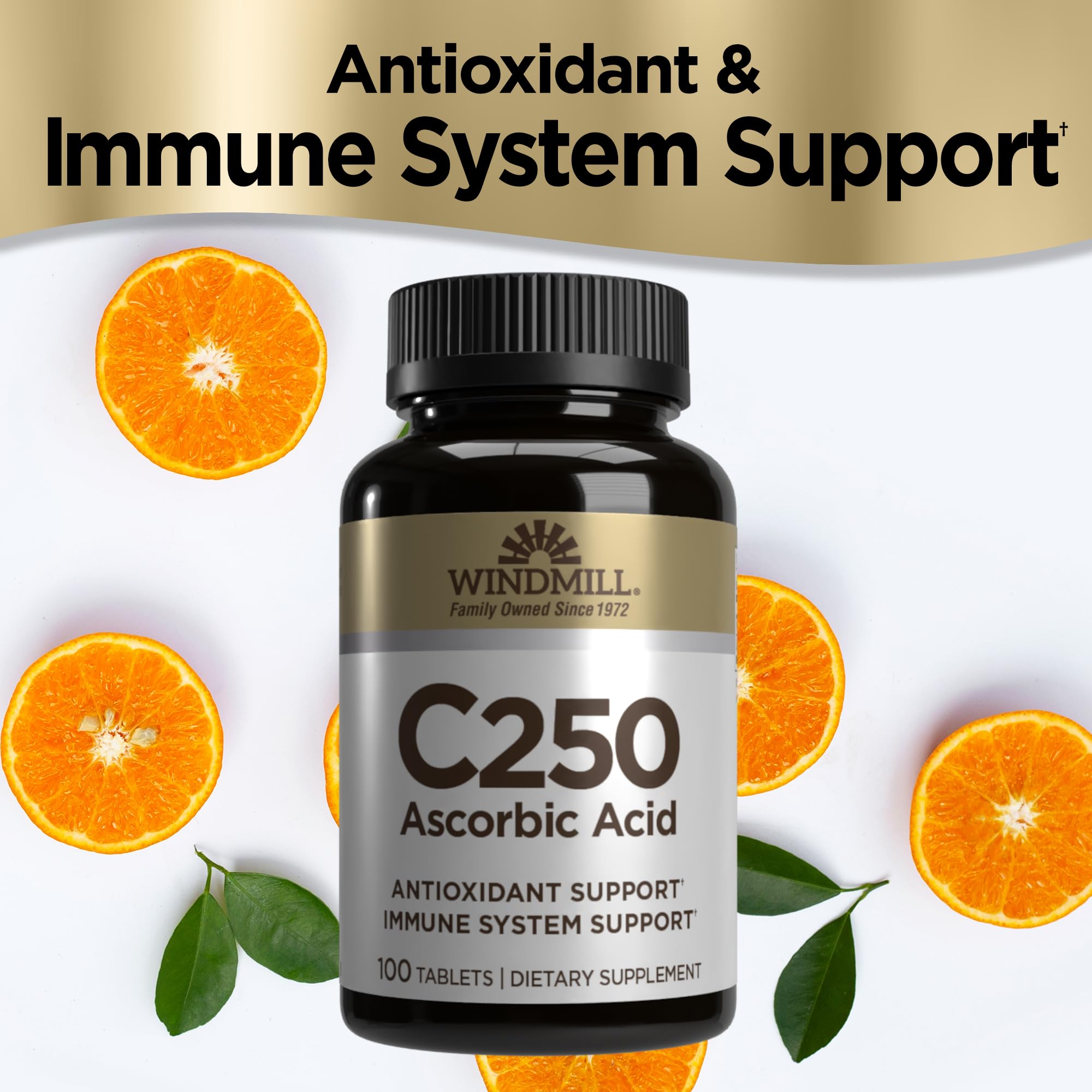 Windmill Vitamin C 250 mg 100 Tablets bottle side view