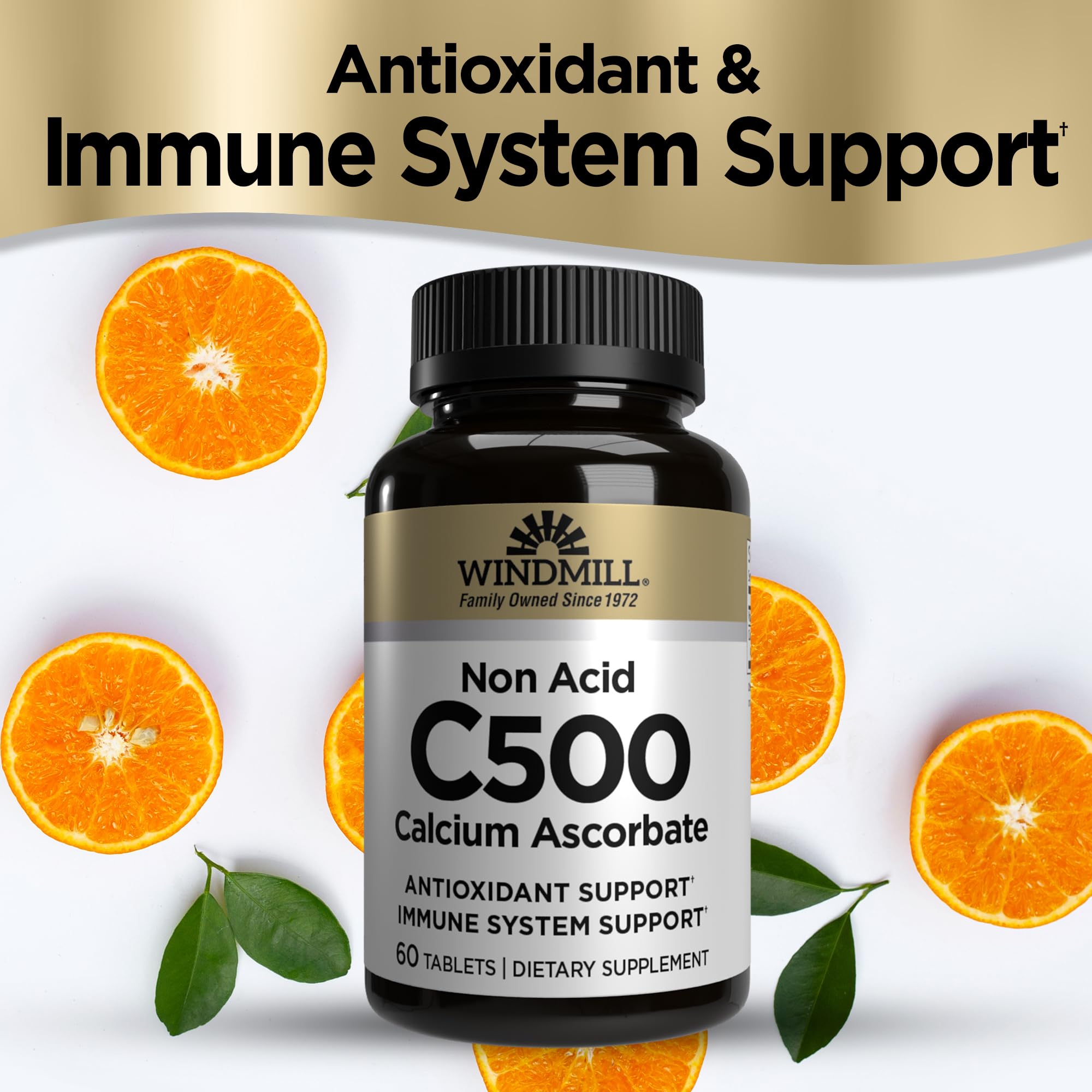 Windmill Vitamin C 500 mg Non-Acid Tablets side view