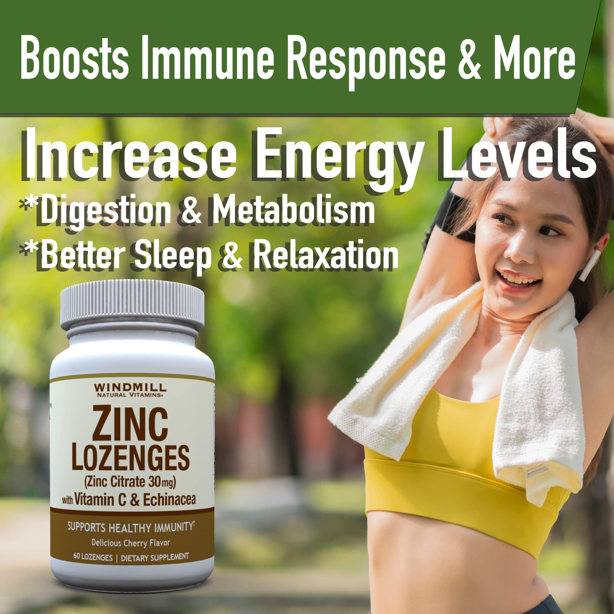 Windmill Zinc Lozenges bottle side view