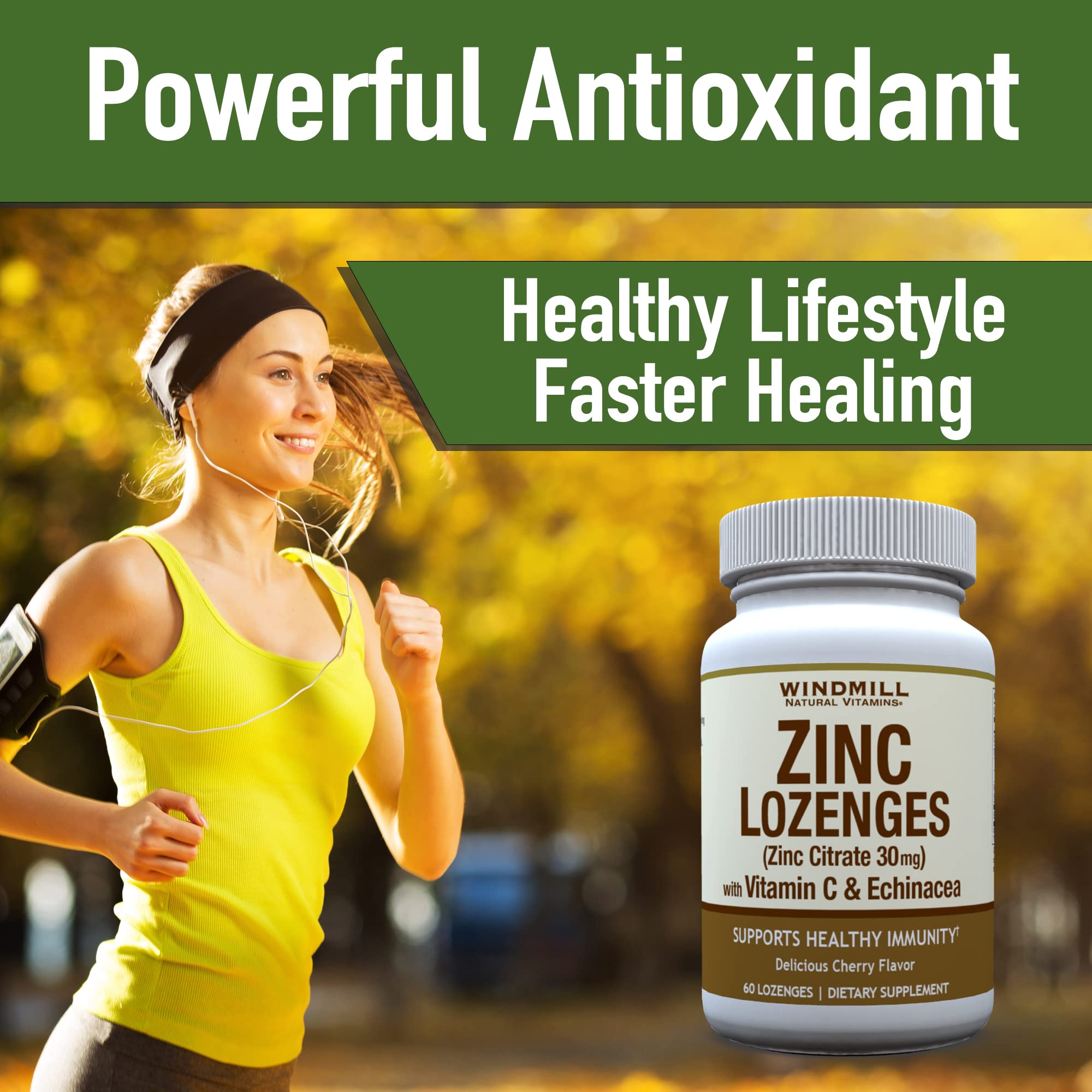 Windmill Zinc Lozenges packaging with Echinacea and Vitamin C