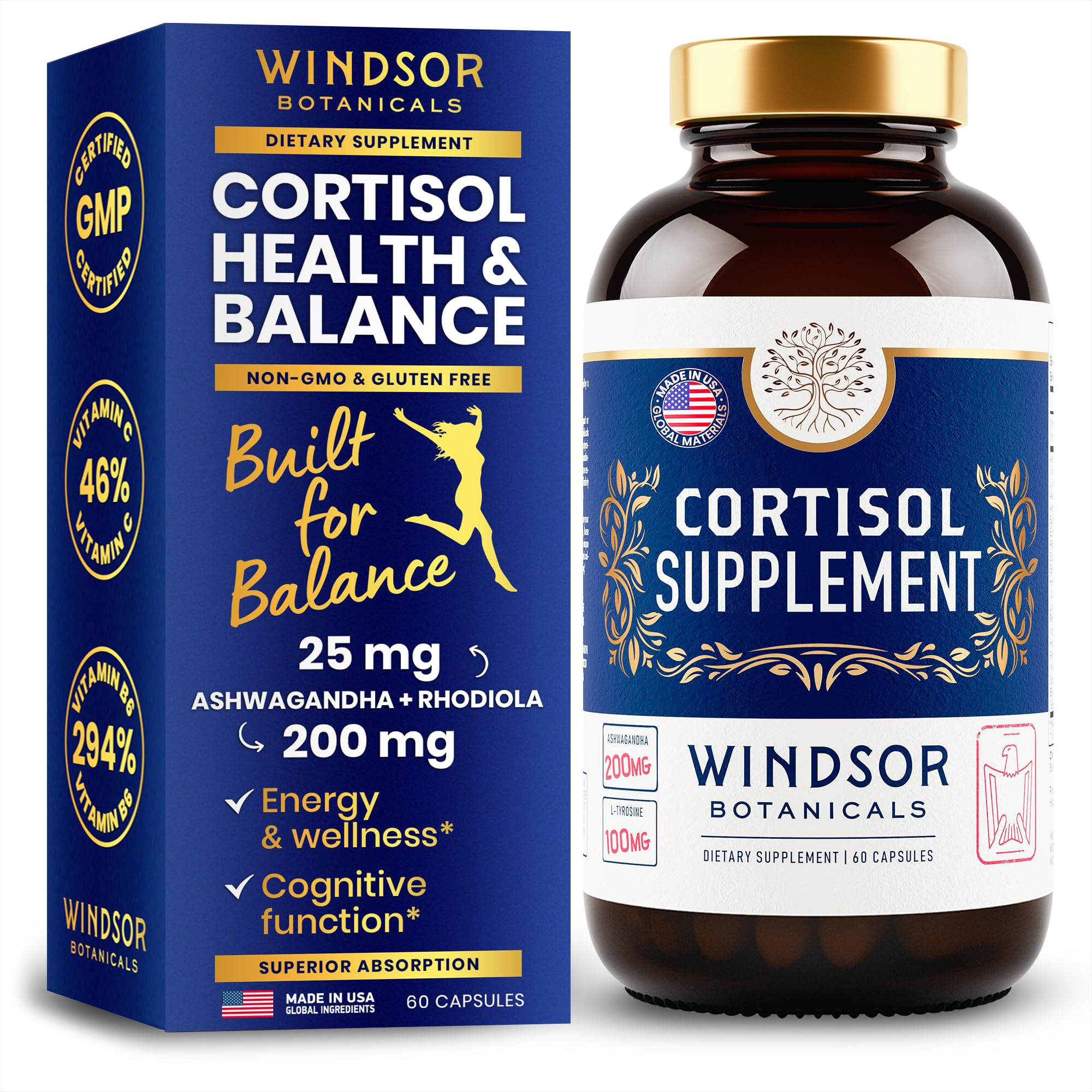 WINDSOR BOTANICALS Adrenal Extracts 60 Capsules front view