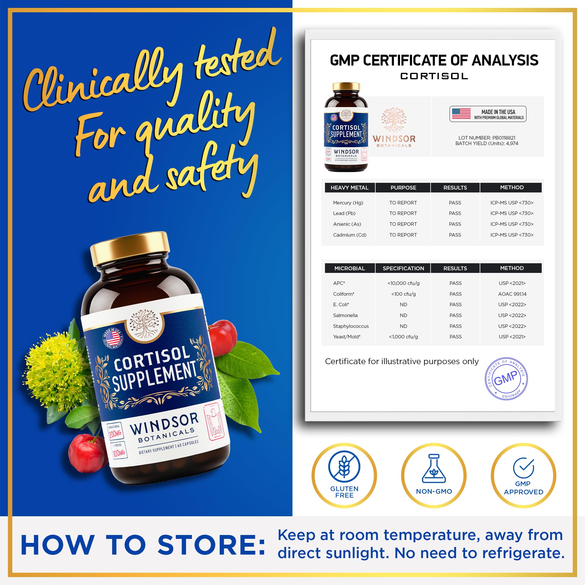 WINDSOR BOTANICALS Adrenal Extracts bottle with natural background
