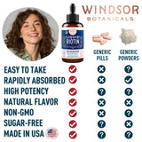 WINDSOR BOTANICALS Biotin Liquid Drops packaging side view