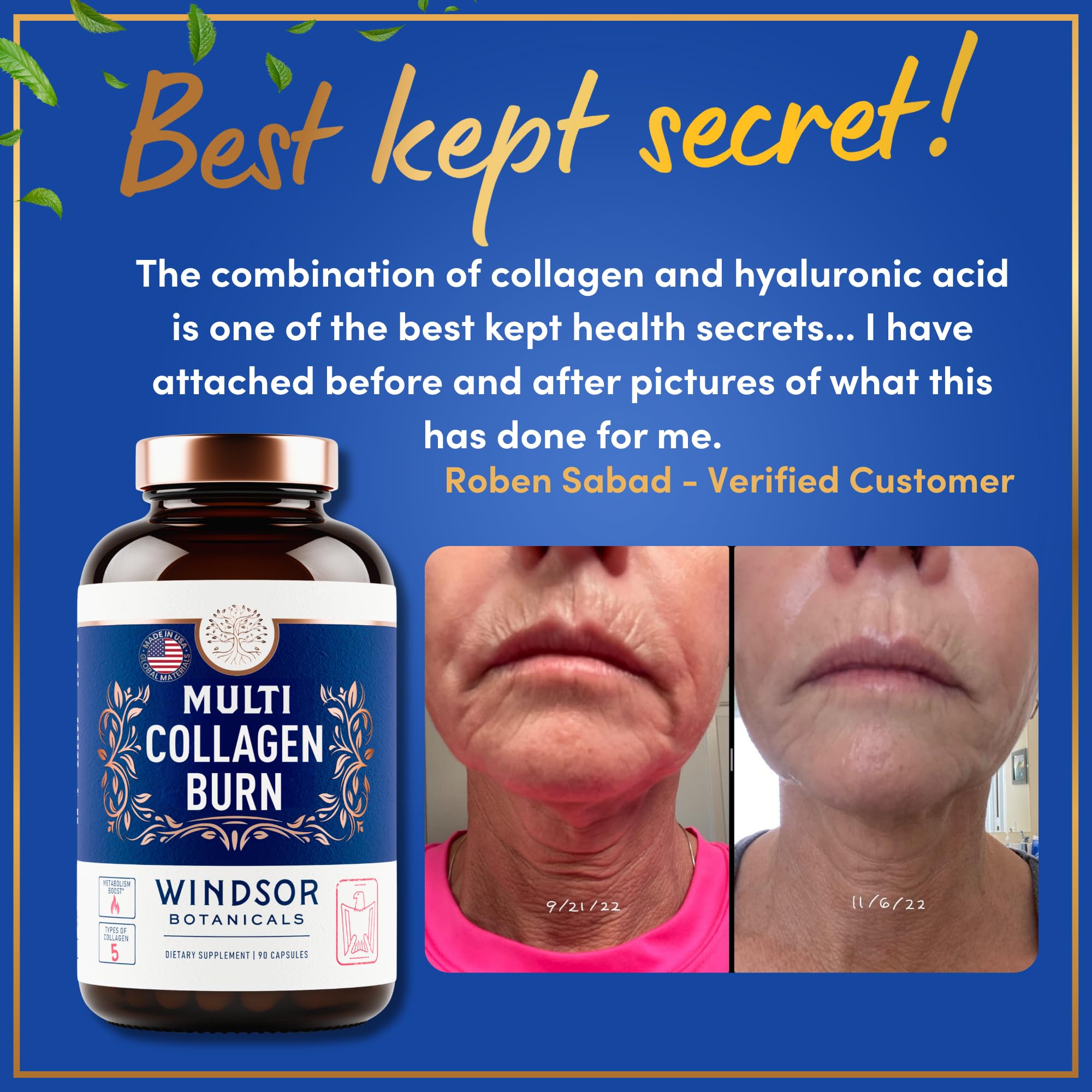 WINDSOR BOTANICALS Collagen Complex showing capsule size
