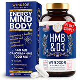 WINDSOR BOTANICALS HMB D3 Calcium Supplement Capsules front view