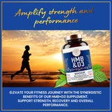 WINDSOR BOTANICALS HMB D3 Calcium Supplement Capsules on a wooden table