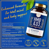 WINDSOR BOTANICALS HMB D3 Capsules with measuring scoop