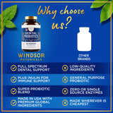 WINDSOR BOTANICALS Oral Probiotics on a wooden table