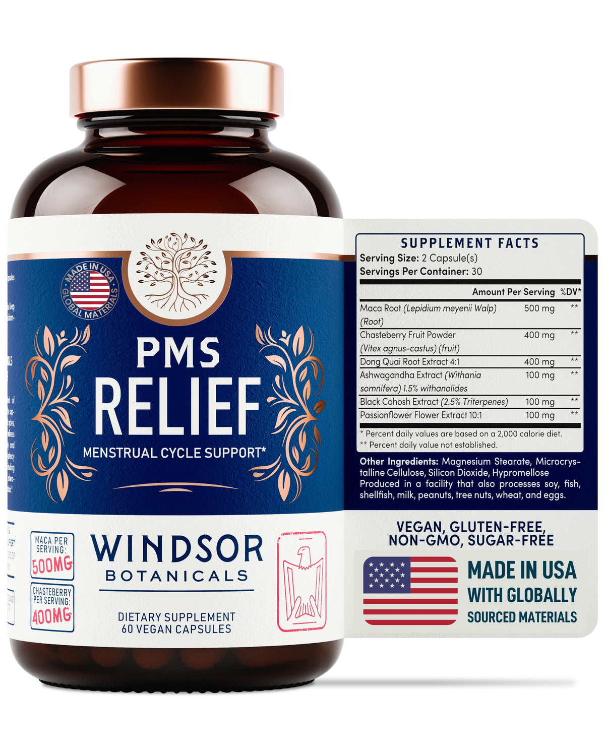 WINDSOR BOTANICALS PMS Complex 60 Capsules front view