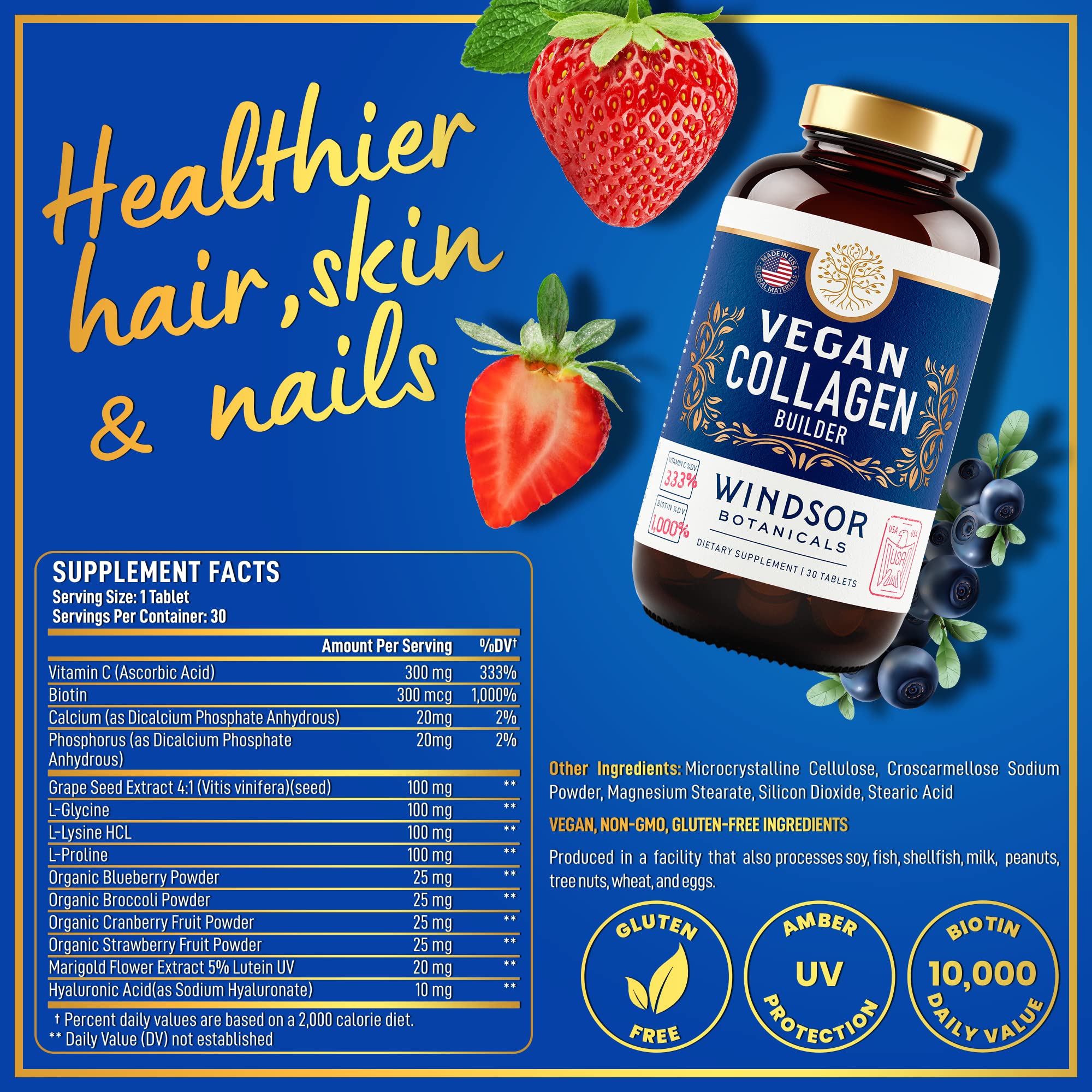 WINDSOR BOTANICALS Vegan Collagen Tablets packaging