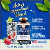 WINDSOR BOTANICALS Vegan Collagen Tablets with ingredients
