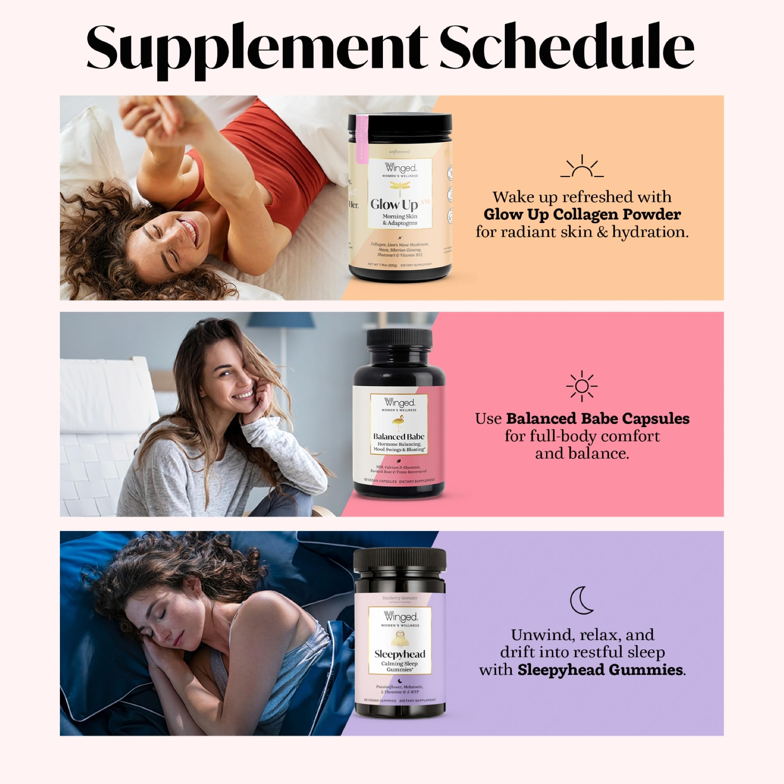 Winged Wellness Balanced Babe Capsules back view with ingredient list