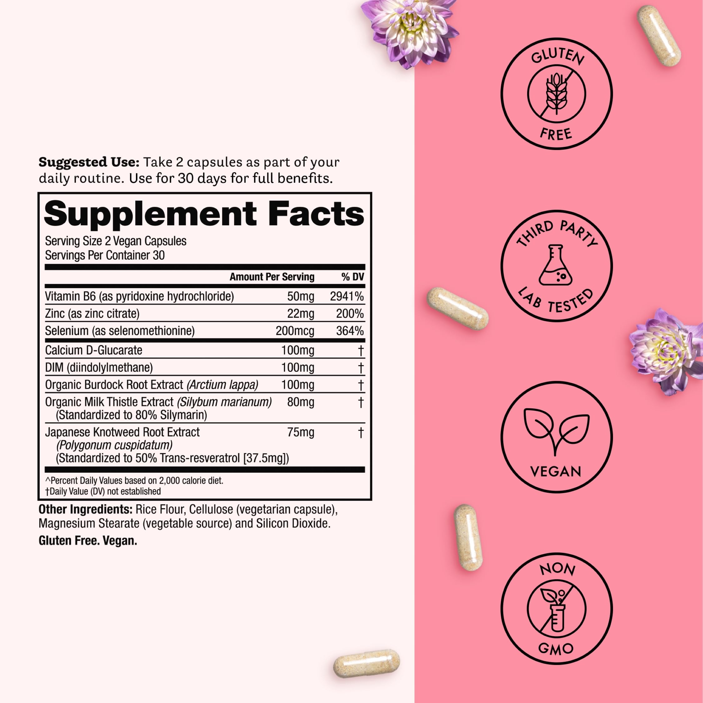 Winged Wellness Balanced Babe Capsules on a wooden surface