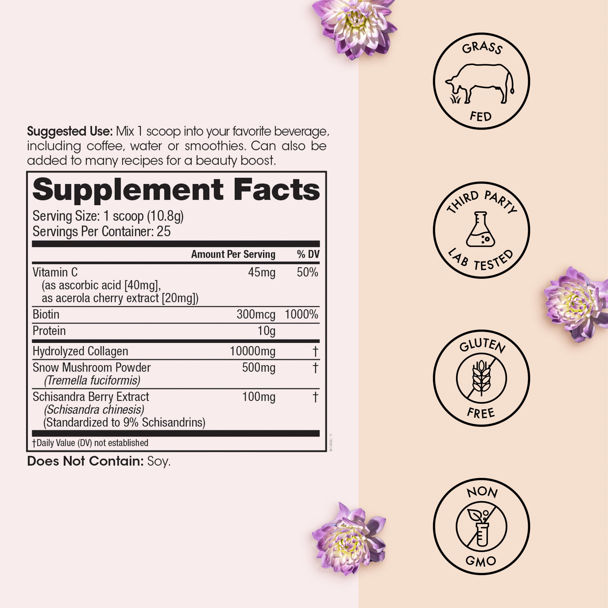 Winged Wellness Glow Up Collagen Powder mixed in a beverage