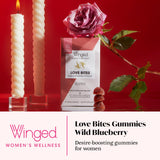 Winged Wellness Love Bites Gummies packaging showing 60 count