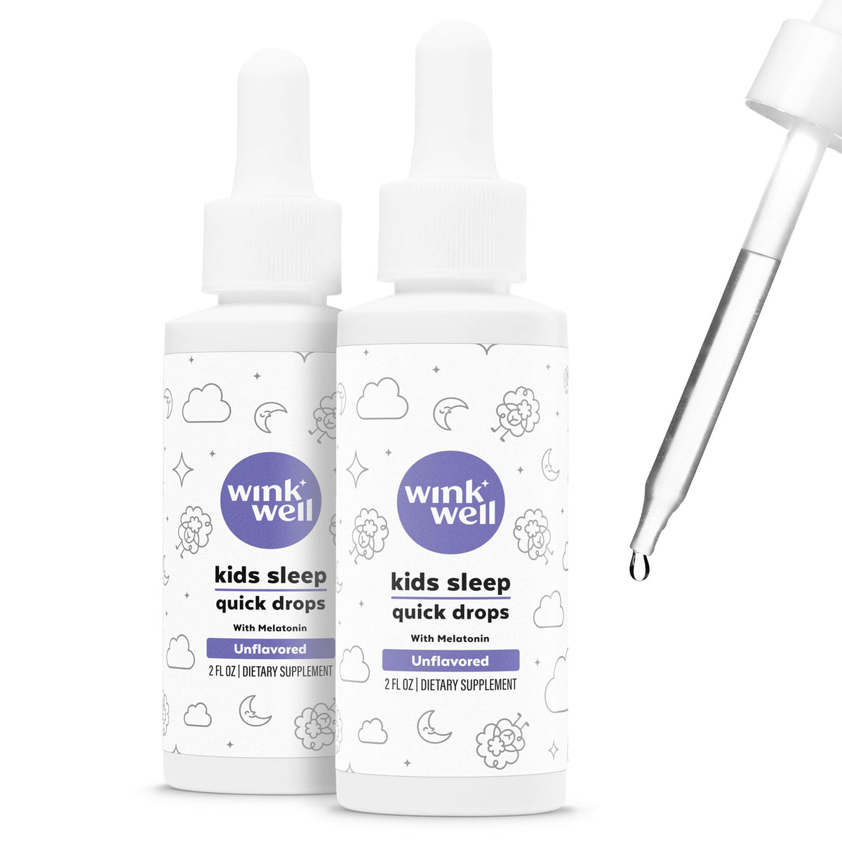 Wink Naturals Kids Liquid Melatonin Drops 1mg 2 pack front view