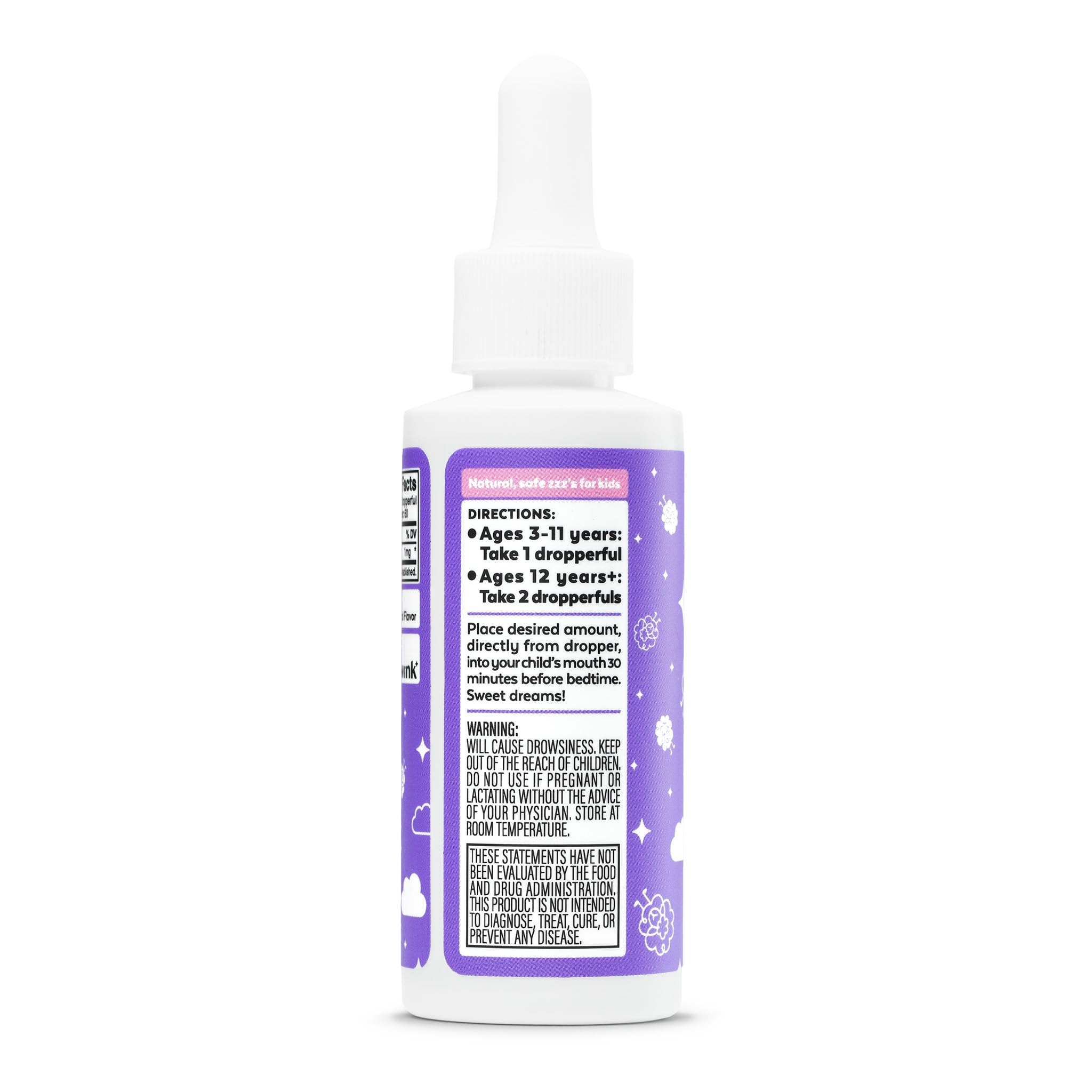 Wink Naturals Kids Liquid Melatonin Drops 1mg back view