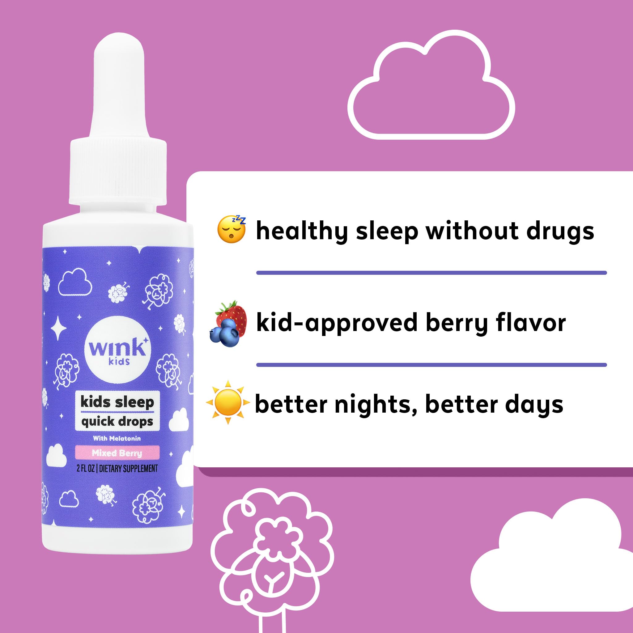 Wink Naturals Kids Liquid Melatonin Drops 1mg close-up of the bottle
