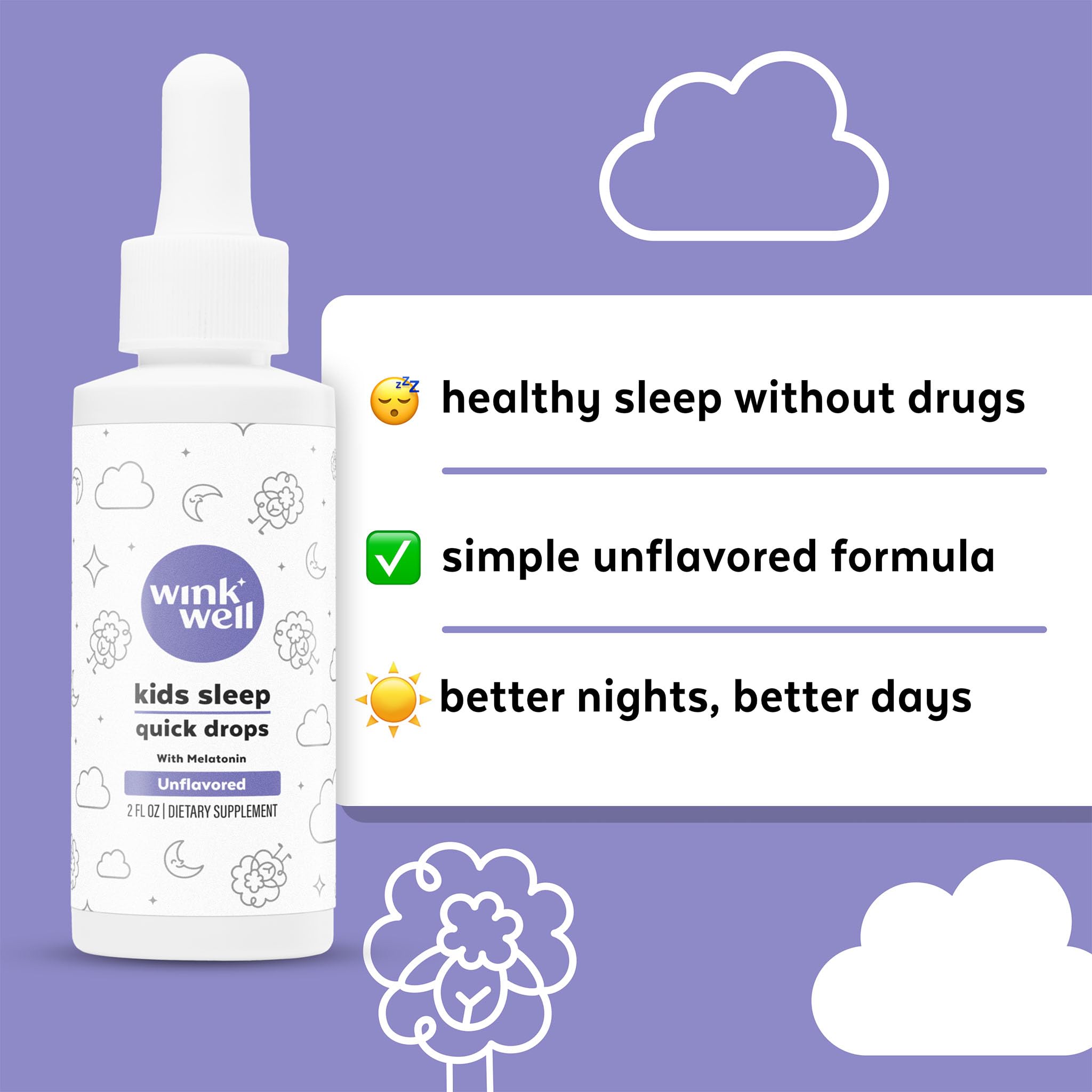Wink Naturals Kids Liquid Melatonin Drops 1mg packaging details