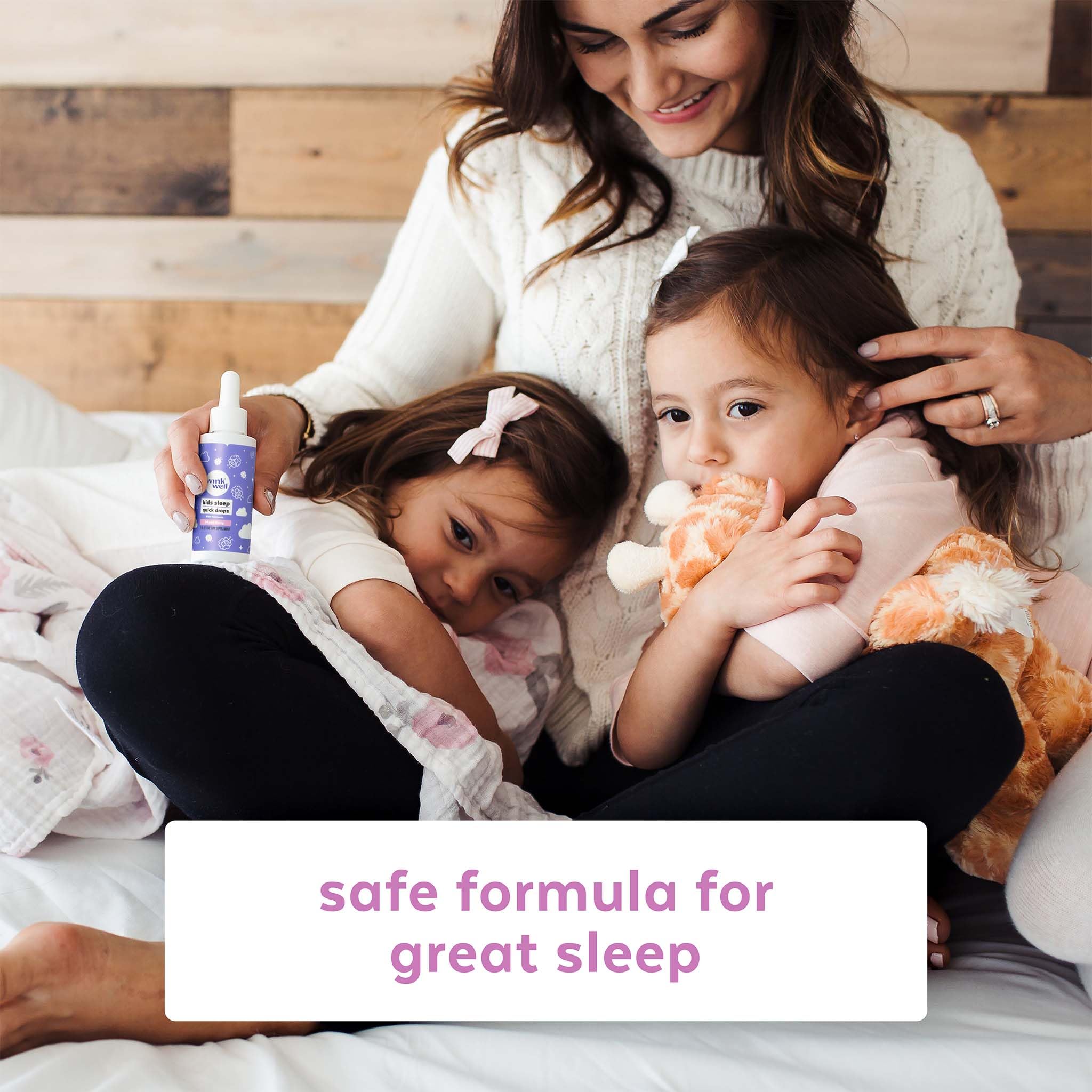 Wink Naturals Kids Liquid Melatonin Drops 1mg with a glass of water