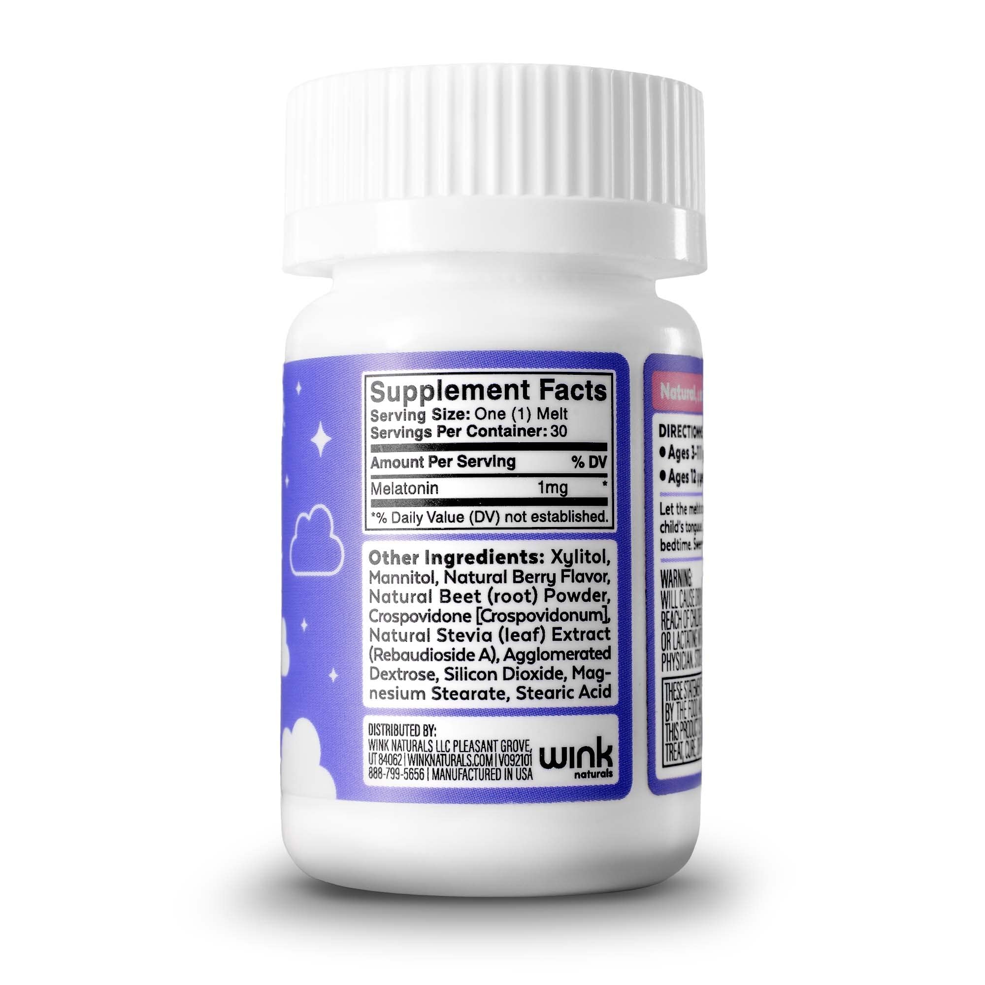 Wink Naturals Kids Melatonin Chewable Melts 1mg close-up of melts