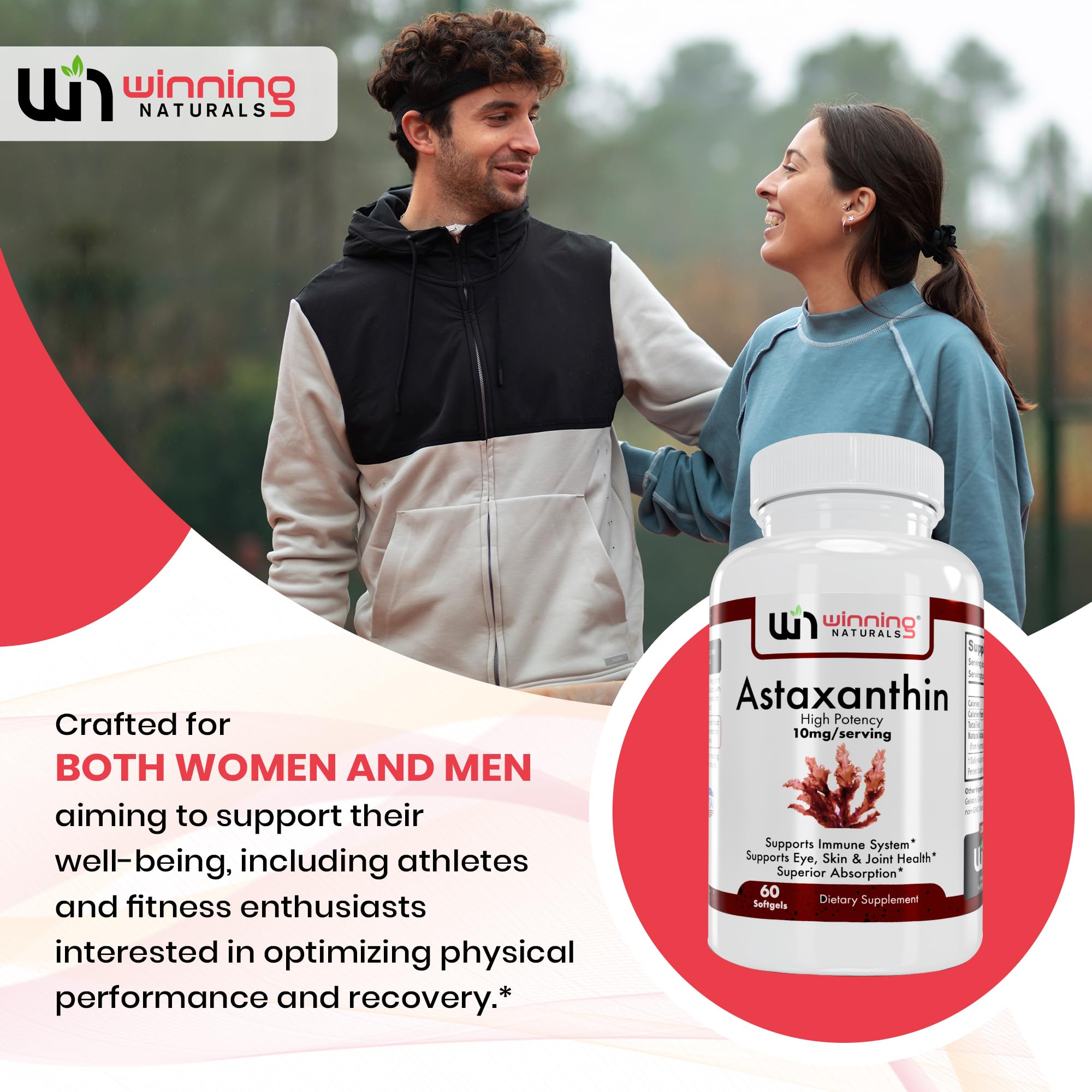 WINNING NATURALS Astaxanthin Supplement 10mg side view