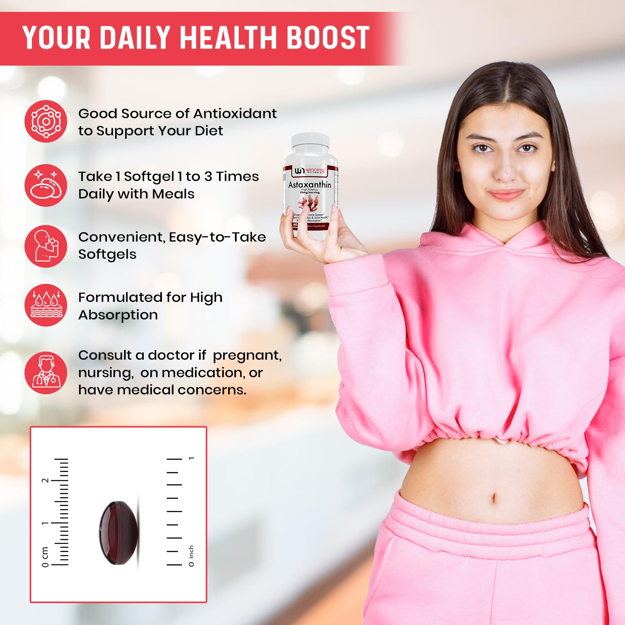 WINNING NATURALS Astaxanthin Supplement 10mg with a meal