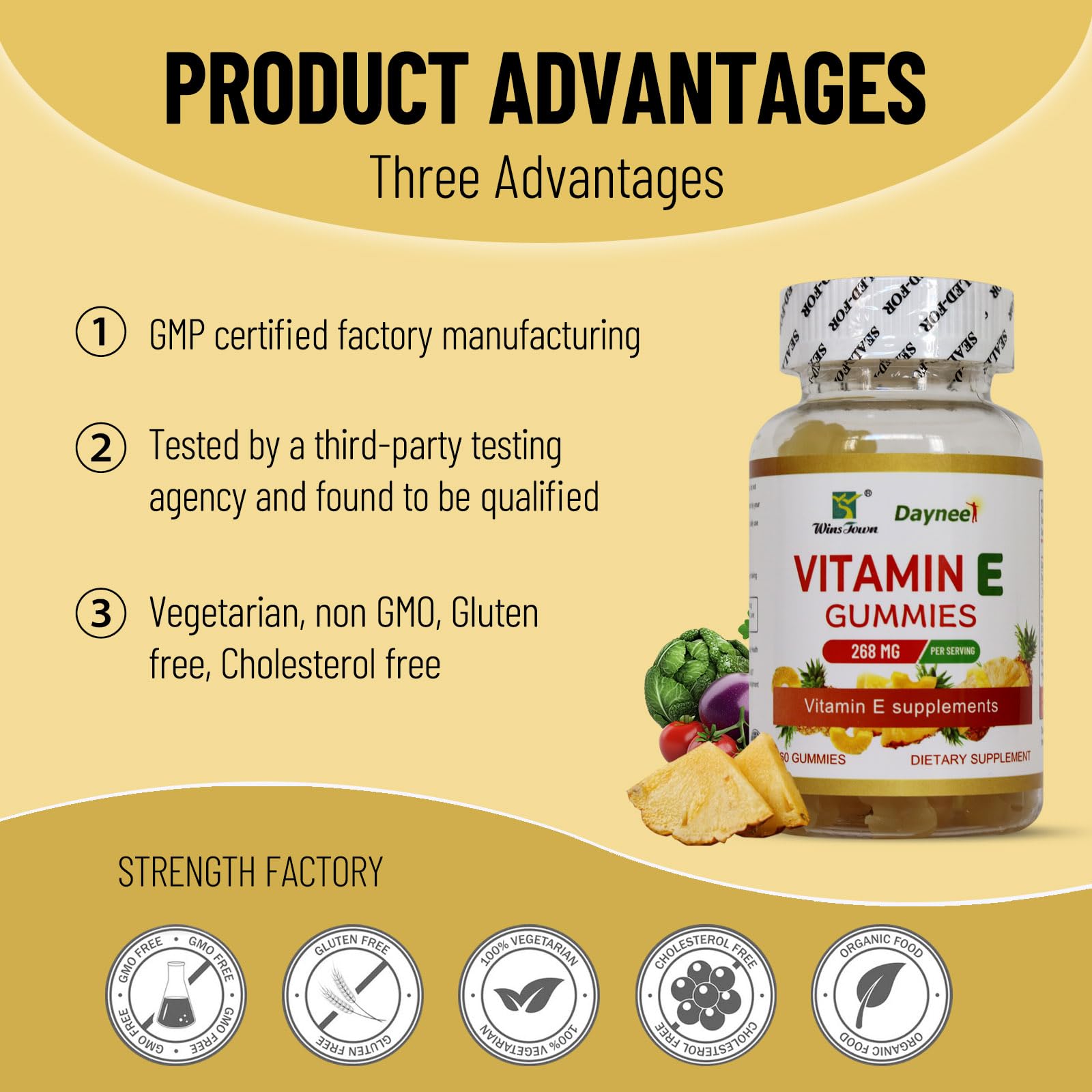 Wins Town Vitamin E Gummies packaging side view