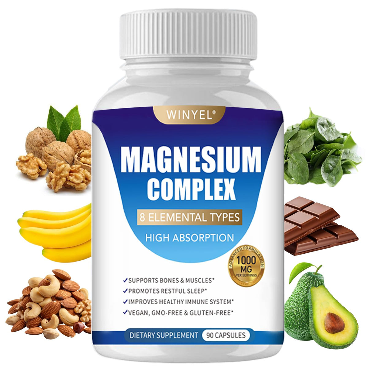 WINYEL Magnesium Complex 1000mg front view of packaging