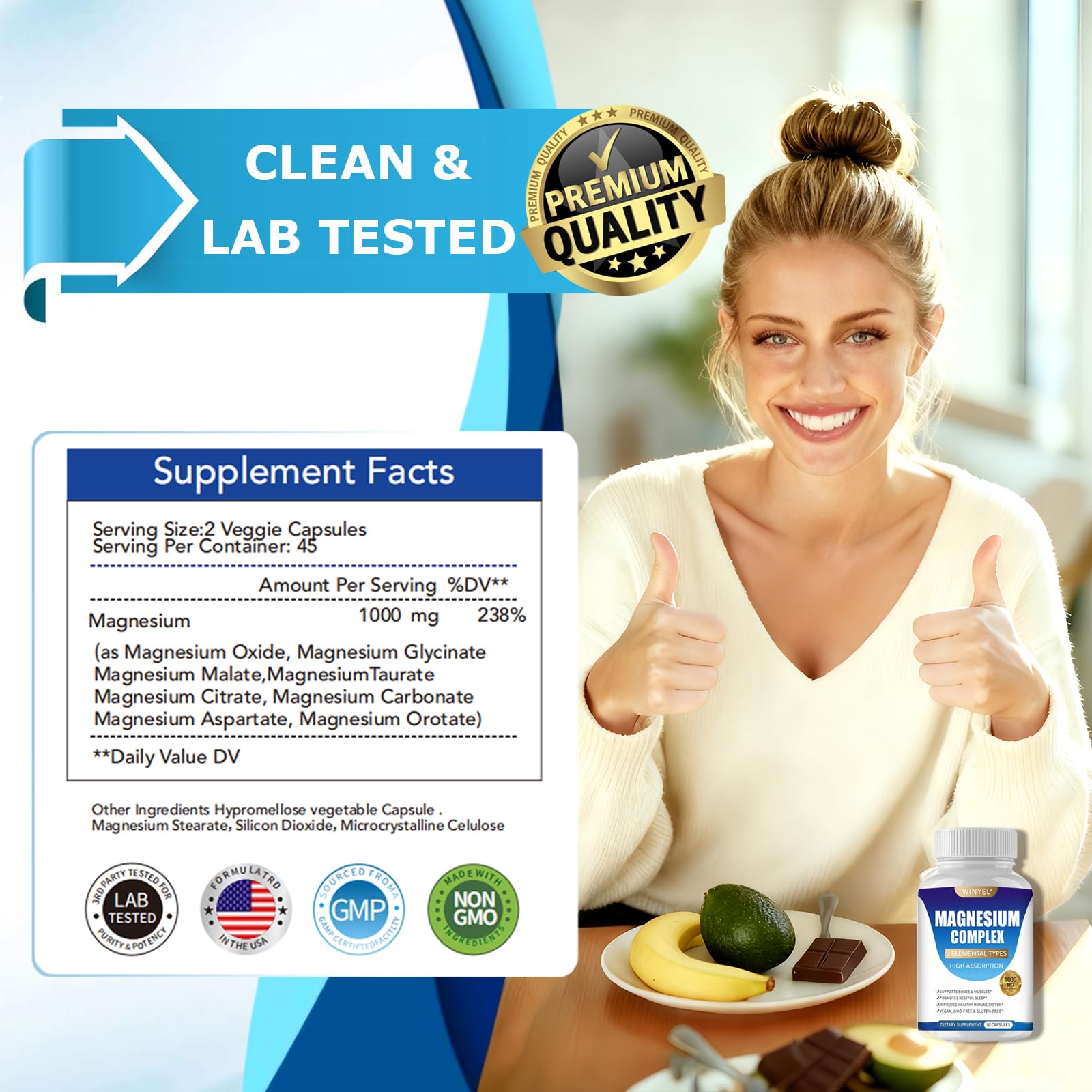 WINYEL Magnesium Complex 1000mg with a measuring spoon