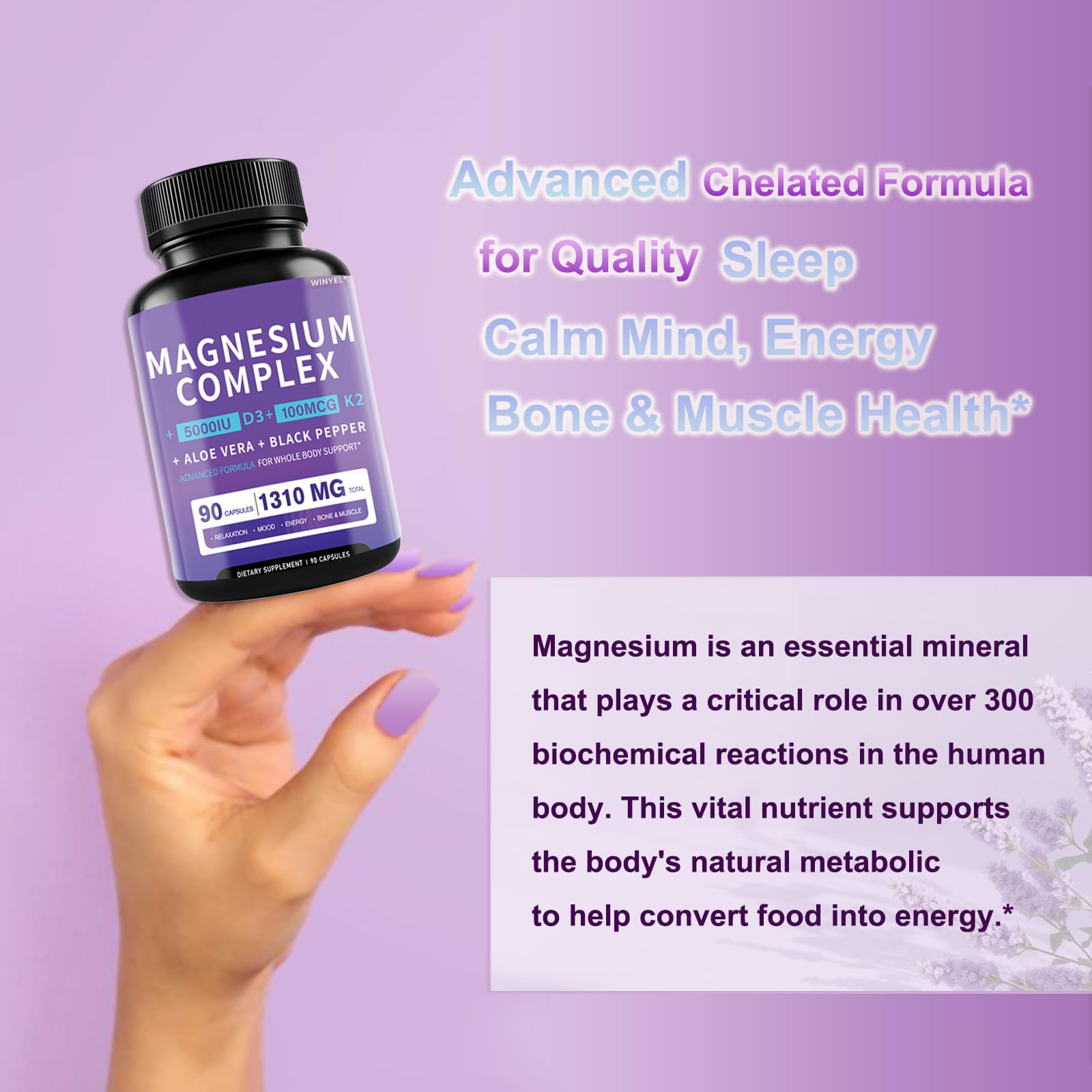 WINYEL Magnesium Complex 50g bottle with a measuring spoon