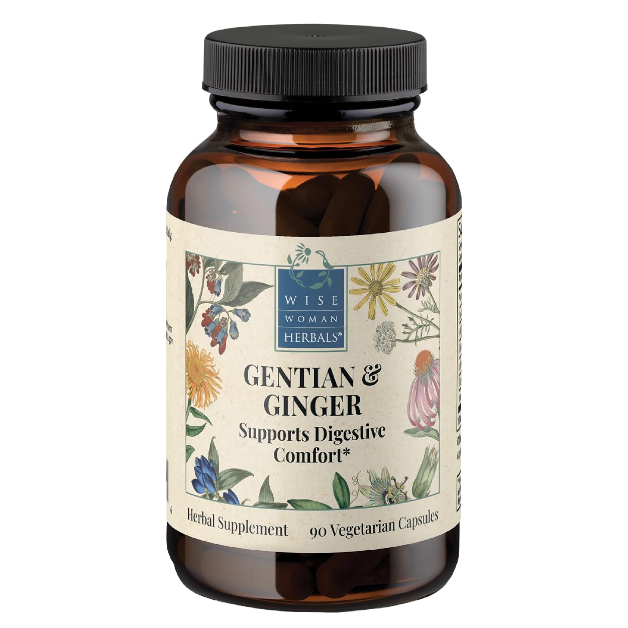 Wise Woman Herbals Ginger Capsules 60 Count front view