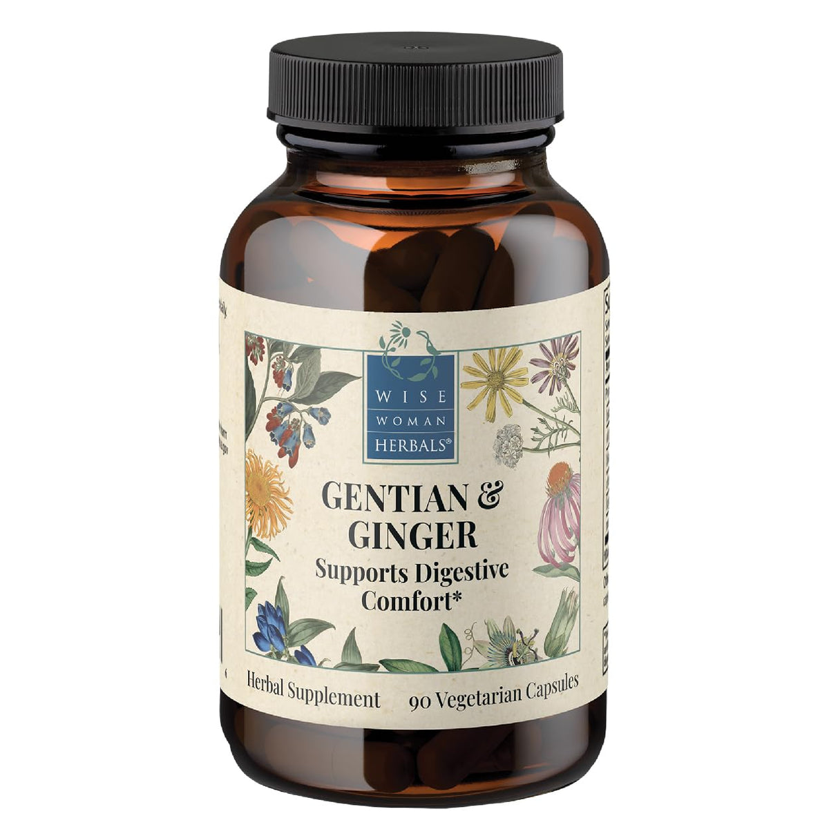 Wise Woman Herbals Ginger Capsules 60 Count front view