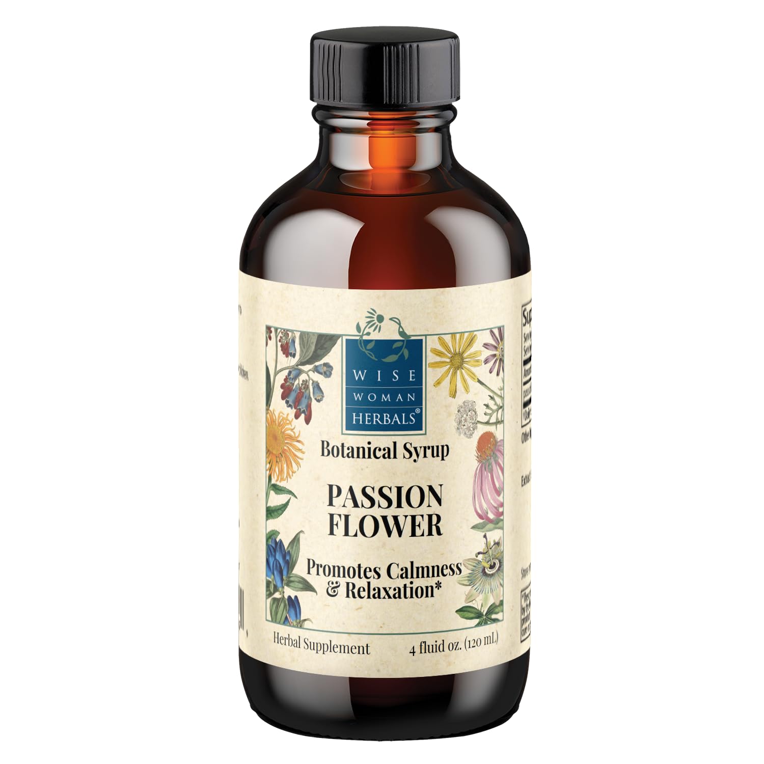 Wise Woman Herbals Passionflower Botanical Syrup 4 Fl Oz front view