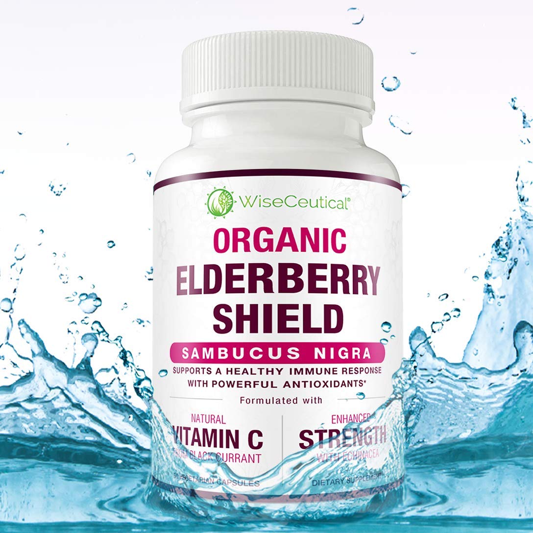 Wiseceutical Elderberry Supplement opened bottle with capsules