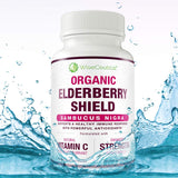 Wiseceutical Elderberry Supplement opened bottle with capsules