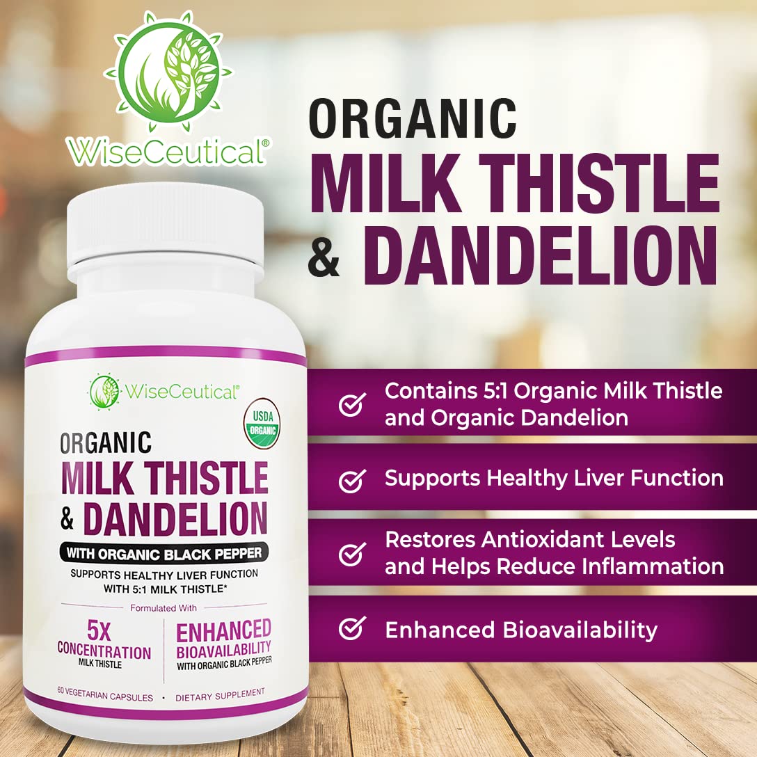 Wiseceutical Organic Milk Thistle & Dandelion 5:1 Extract packaging