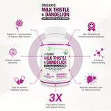 Wiseceutical Organic Milk Thistle & Dandelion supplement back view