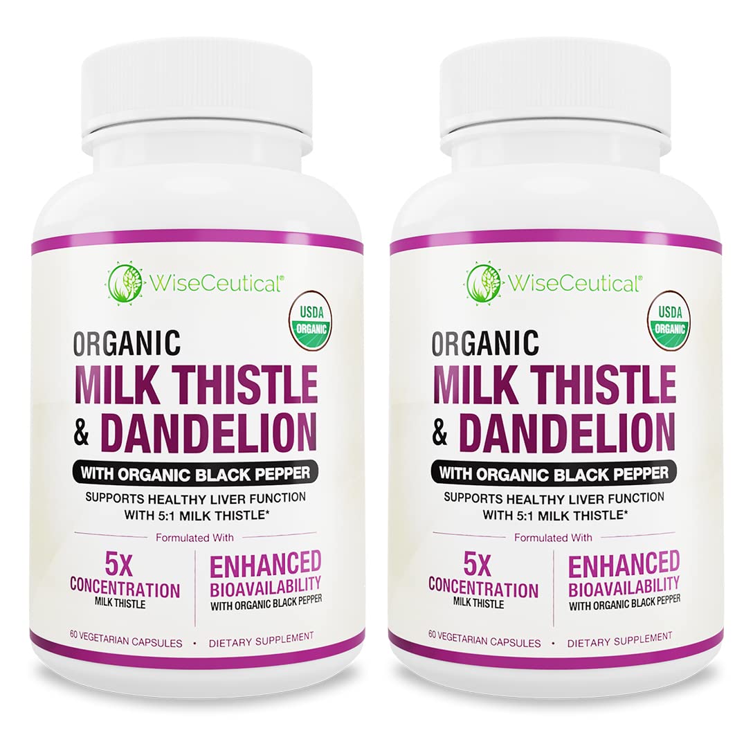 Wiseceutical Organic Milk Thistle & Dandelion supplement front view