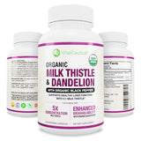 Wiseceutical Organic Milk Thistle & Dandelion supplement front view