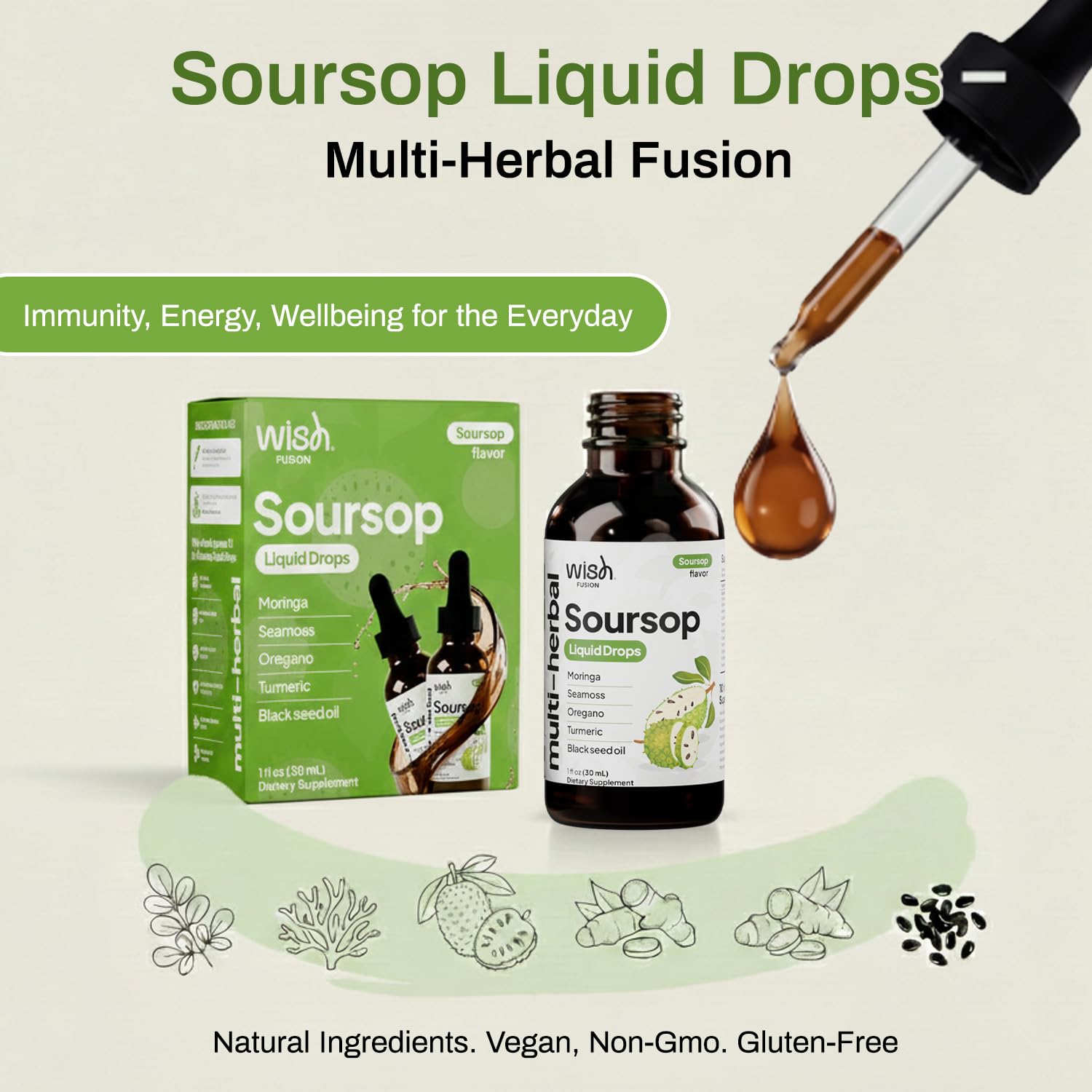 Wish Fusion Soursop Bitters Liquid Supplement dropper